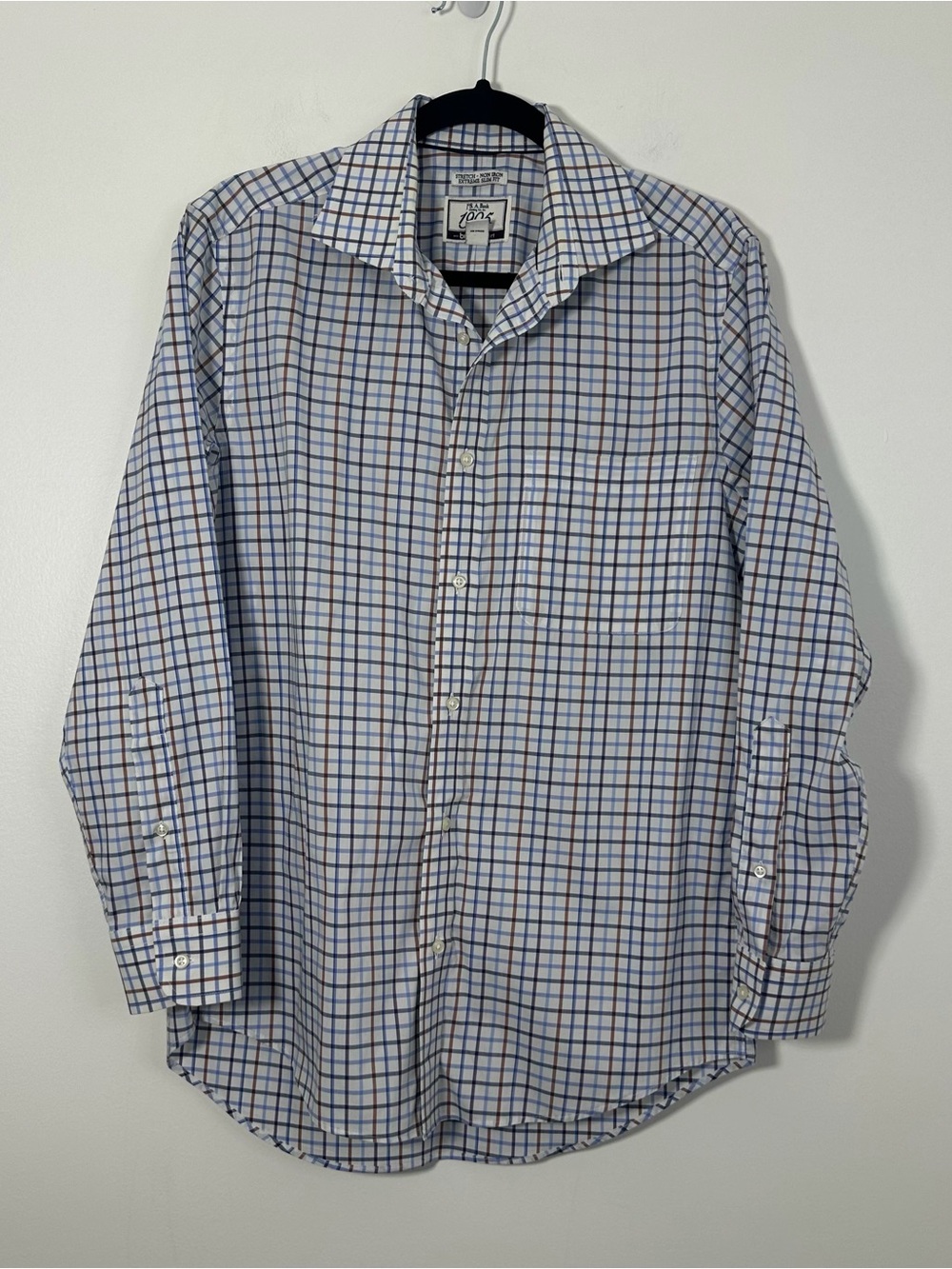 Jos. A. Bank 1905 Men’s 15.5 32 Extreme Slim Fit Stretch Plaid Dress Shirt